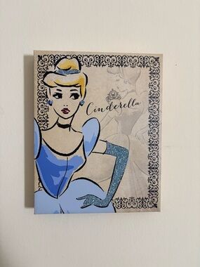 Cinderella Wall Art Canvas - Blue and Cream Princess Print